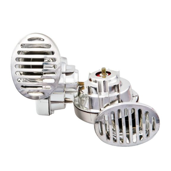 Csigakürt pár, relével, króm, 12V - 91608 Csigakürt pár, relével, króm, 12V - 91608