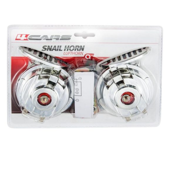 Csigakürt pár, relével, króm, 12V - 91608 Csigakürt pár, relével, króm, 12V - 91608