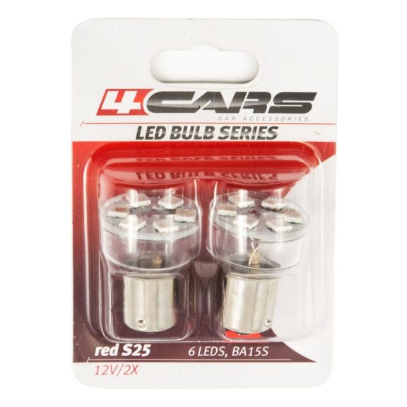 Izzó 6LED 12V S25-5050SMD BA15S piros, 2 db - 92469 Izzó 6LED 12V S25-5050SMD BA15S piros, 2 db - 92469