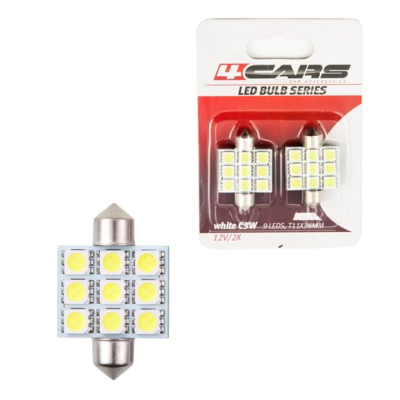 Izzó 9LED 12V FESTOON 5050SMD T11x36 mm, 2 db - 92490 Izzó 9LED 12V FESTOON 5050SMD T11x36 mm, 2 db - 92490