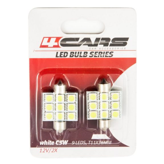 Izzó 9LED 12V FESTOON 5050SMD T11x36 mm, 2 db - 92490 Izzó 9LED 12V FESTOON 5050SMD T11x36 mm, 2 db - 92490