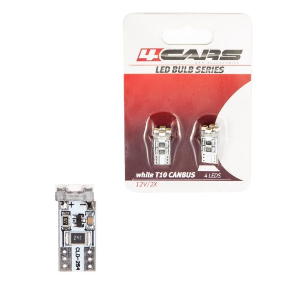 Izzó 4LED 12V CANBUS 3528SMD T10, 2 db - 92575 Izzó 4LED 12V CANBUS 3528SMD T10, 2 db - 92575