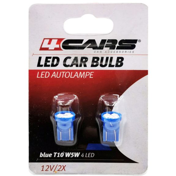 Izzó 4LED 12V T10 kék, 2 db - 92759 Izzó 4LED 12V T10 kék, 2 db - 92759