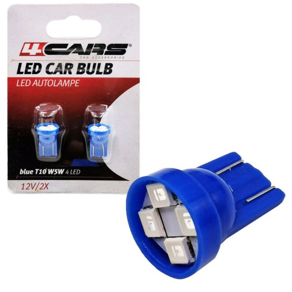 Izzó 4LED 12V T10 kék, 2 db - 92759 Izzó 4LED 12V T10 kék, 2 db - 92759