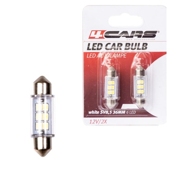 Izzó 6LED 12V SV8,5 36 mm, szoffita, 2 db - 92803 Izzó 6LED 12V SV8,5 36 mm, szoffita, 2 db - 92803
