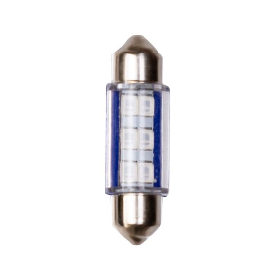 Izzó 6LED 12V SV8,5 36 mm kék, szoffita, 2 db - 92810 Izzó 6LED 12V SV8,5 36 mm kék, szoffita, 2 db - 92810