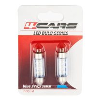 Izzó 6LED 12V SV8,5 39 mm kék, szoffita, 2 db - 92834