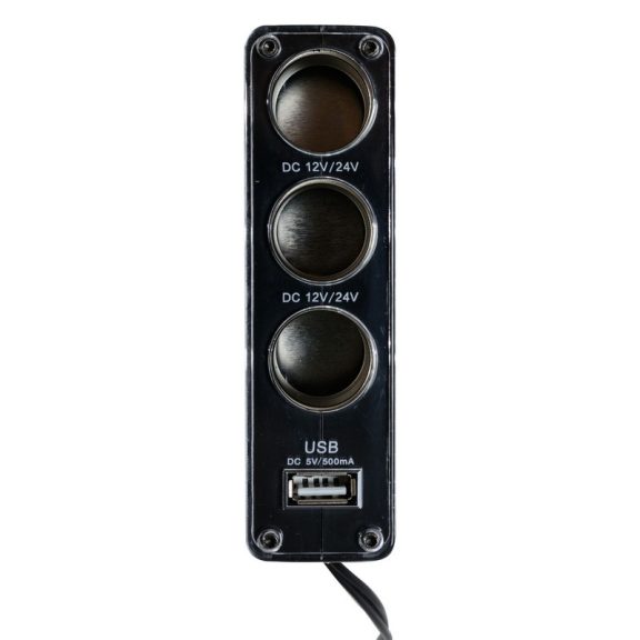 Szivargyújtó elosztó 3x12-24V, 1xUSB 5V/500 mA - 93916