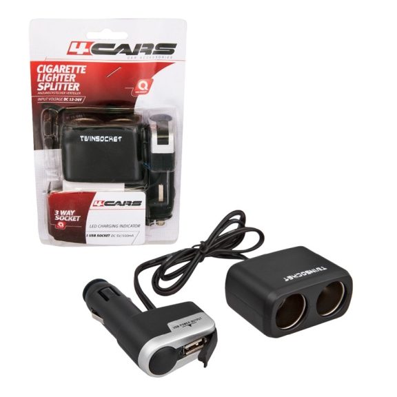 Szivargyújtó elosztó 2x12-24V, 1xUSB 5V/500 mA - 94142 Szivargyújtó elosztó 2x12-24V, 1xUSB 5V/500 mA - 94142