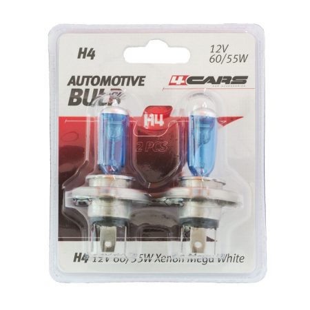 Izzó H4 12V 60/55W Xenon hatású Mega White 2 db, E-jeles - 95002
