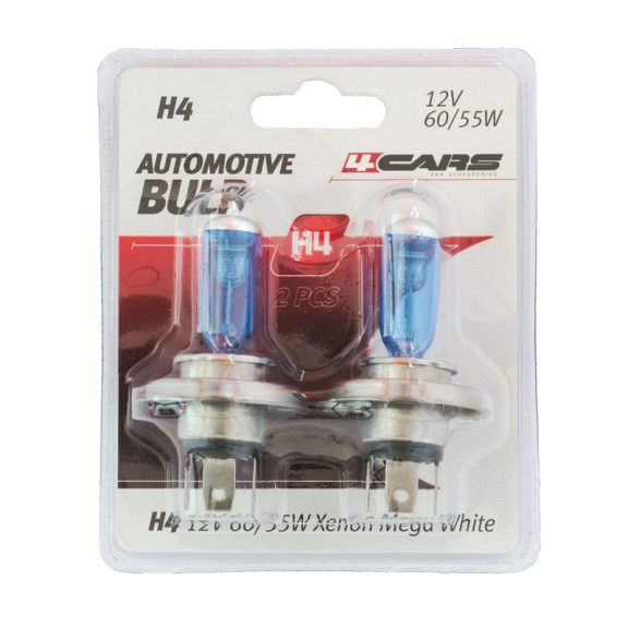 Izzó H4 12V 60/55W Xenon hatású Mega White 2 db, E-jeles - 95002 Izzó H4 12V 60/55W Xenon hatású Mega White 2 db, E-jeles - 95002