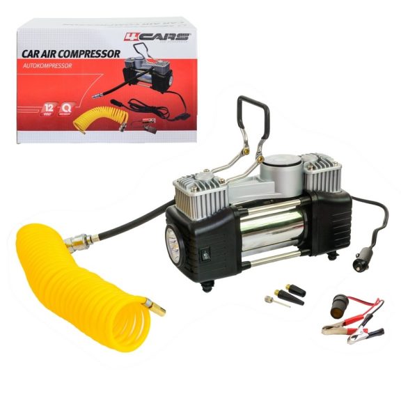 Kompresszor fémházas 12V, LED lámpa, spirál tömlő - 95491 Kompresszor fémházas 12V, LED lámpa, spirál tömlő - 95491