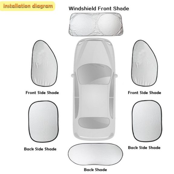 Napfényvédő szett 6 db-os S 142x67 cm - 95972 Napfényvédő szett 6 db-os S 142x67 cm - 95972