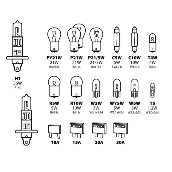 Izzókészlet H1 Premium Kit, 19 db-os - 96726 Izzókészlet H1 Premium Kit, 19 db-os - 96726