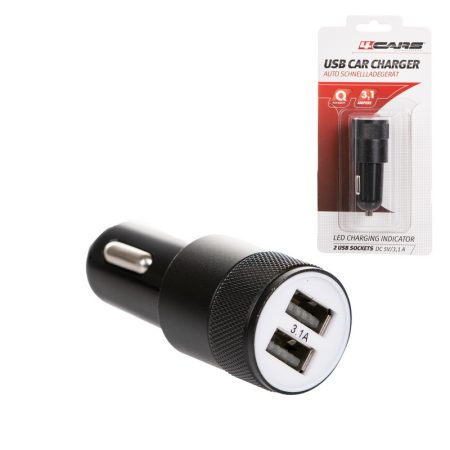 Szivargyújtós töltő 2 USB, 12-24V 3,1A